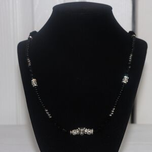Elegant Black and Silver Beaded Necklace